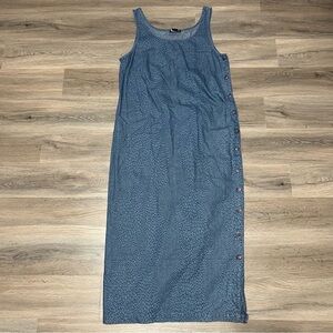Blue J Large Blue Jean Jumper Dress Cheetah Modest Button Side 100% Cotton VTG